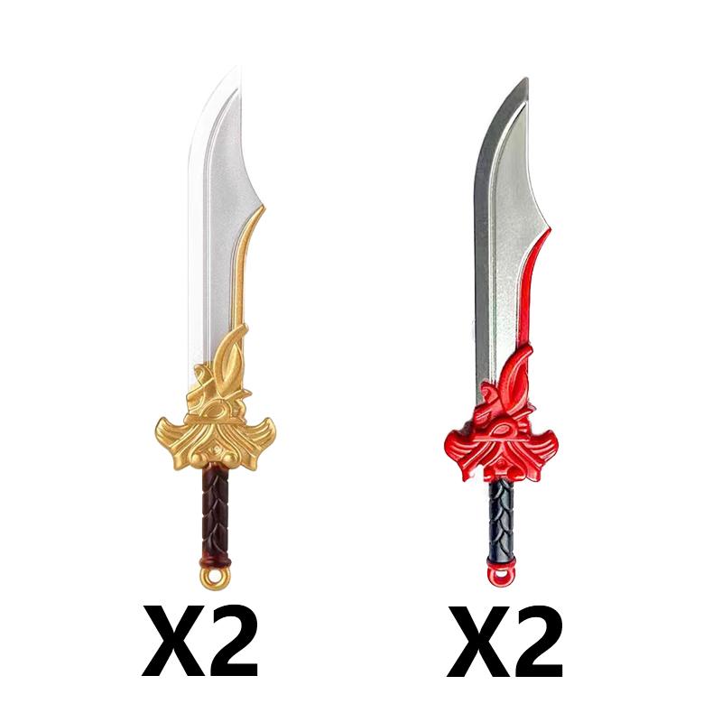 12/24 bucăți figurine medievale kit de accesorii pentru arme blocuri de construcție sabie regele scut regele leu topor de luptă trident topor cu două tăișuri jucărie din cărămidă