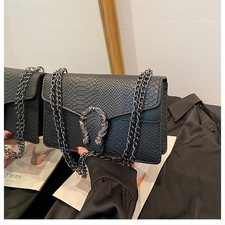 

Сумка женская сумка европейская и американская ретро мода атмосферная сумка через плечо цепочка женская сумка узор из камня текстура женская сумка чёрный