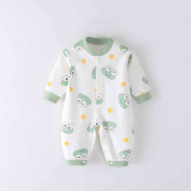 Infant & Toddler Long Sleeve Cotton Romper - Unisex Cartoon Print for Autumn/Winter