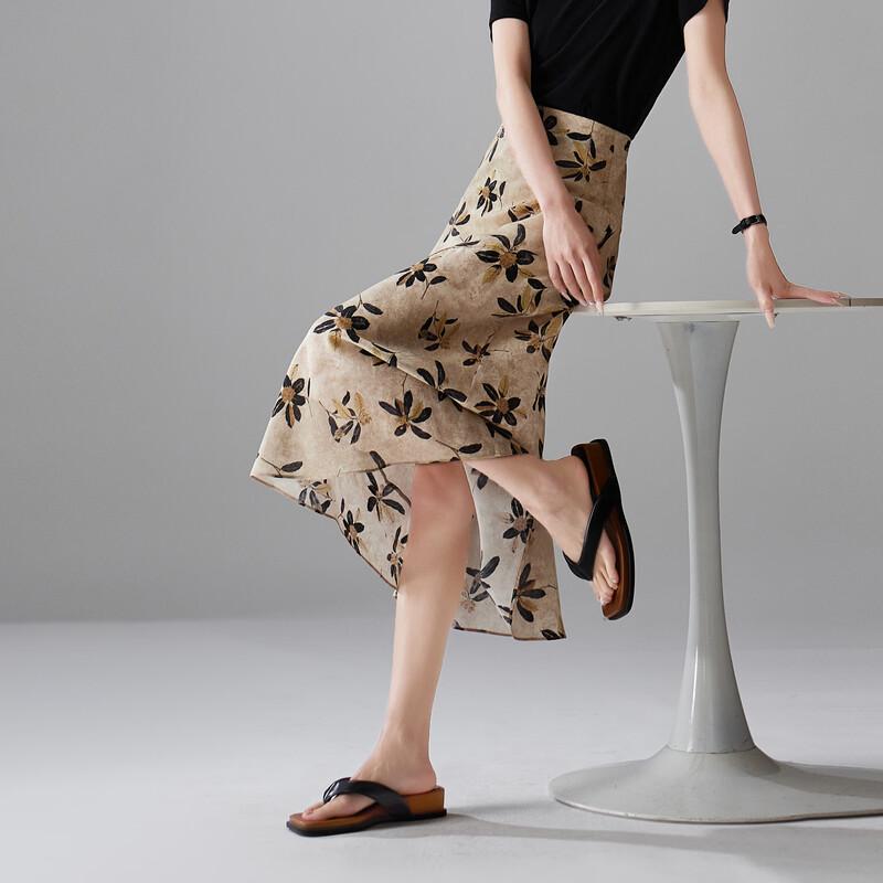 SOFSIL Silk Chinese Print Fishtail Skirt