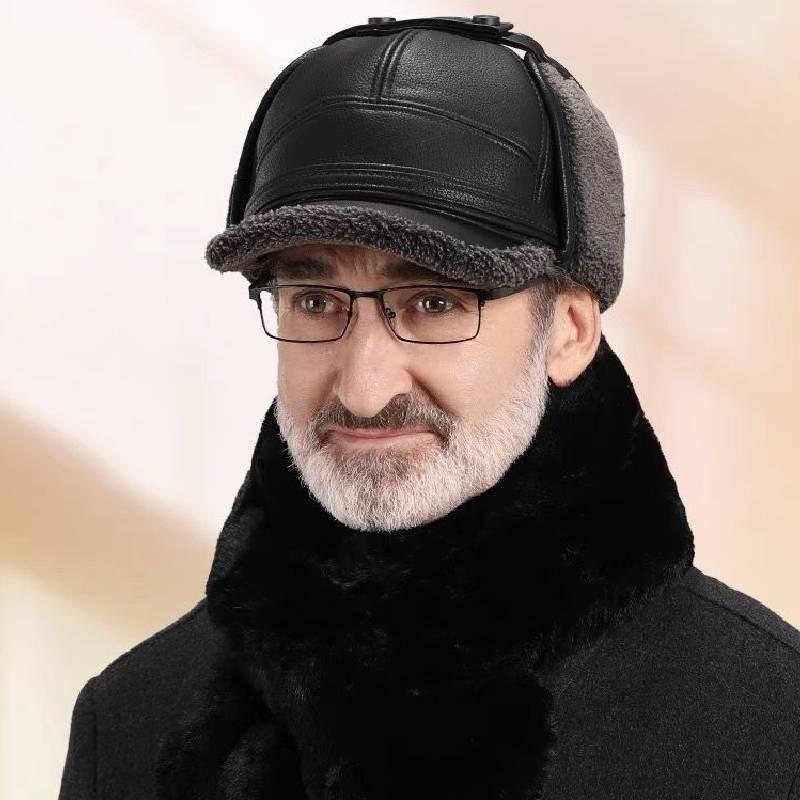 Winter Cotton Thickened Ear Protection Hat Leather Baseball Caps Adjustable