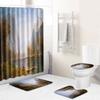 Landscape Shower Curtain Floor Mat Combination Four-Piece Set Bathroom Toilet Carpet Shower Room Mat Foot Mat