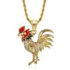 Hip Hop Iced Out Bling Rooster Pendant Necklace Gold Color Stainless Steel Chains For Men Women Animal Jewelry Dropshipping