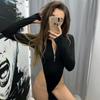 European and American Autumn and Winter Women's New Solid Color Velvet Long Sleeved Zipper Round Neck High Fork Jumpsuit