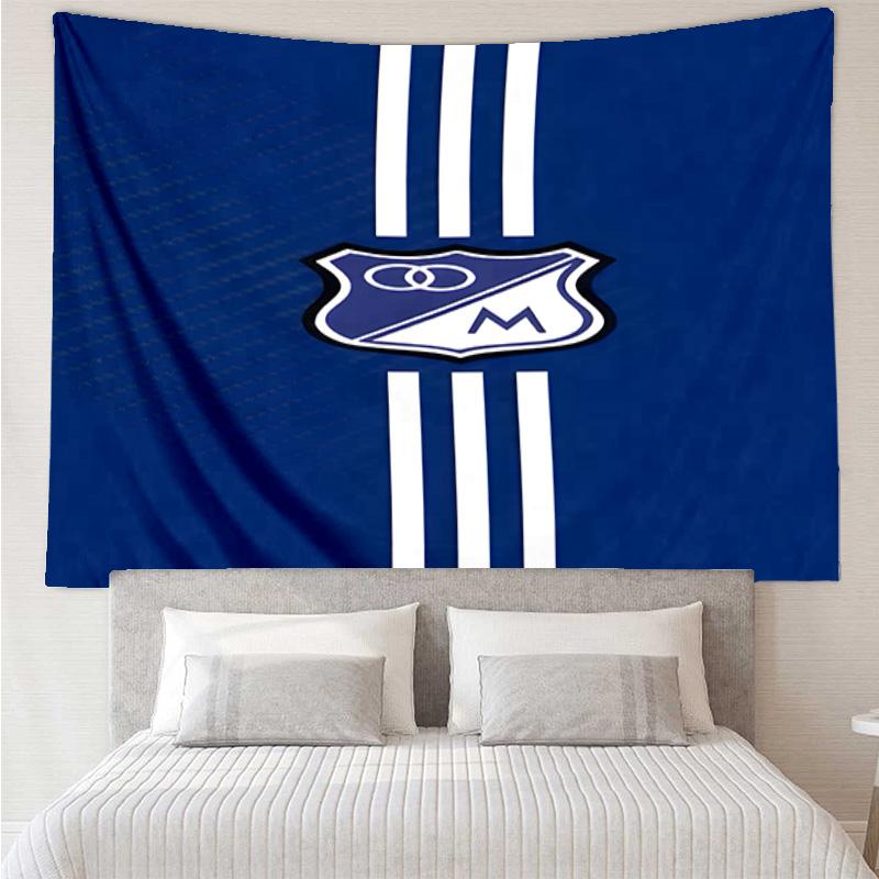 Blue And White Crest Pattern Printed Tapestry, for Bedroom,Livingroom, dormitory, Large Wall Decor, Fabric Decor Fan Birthday Gifts