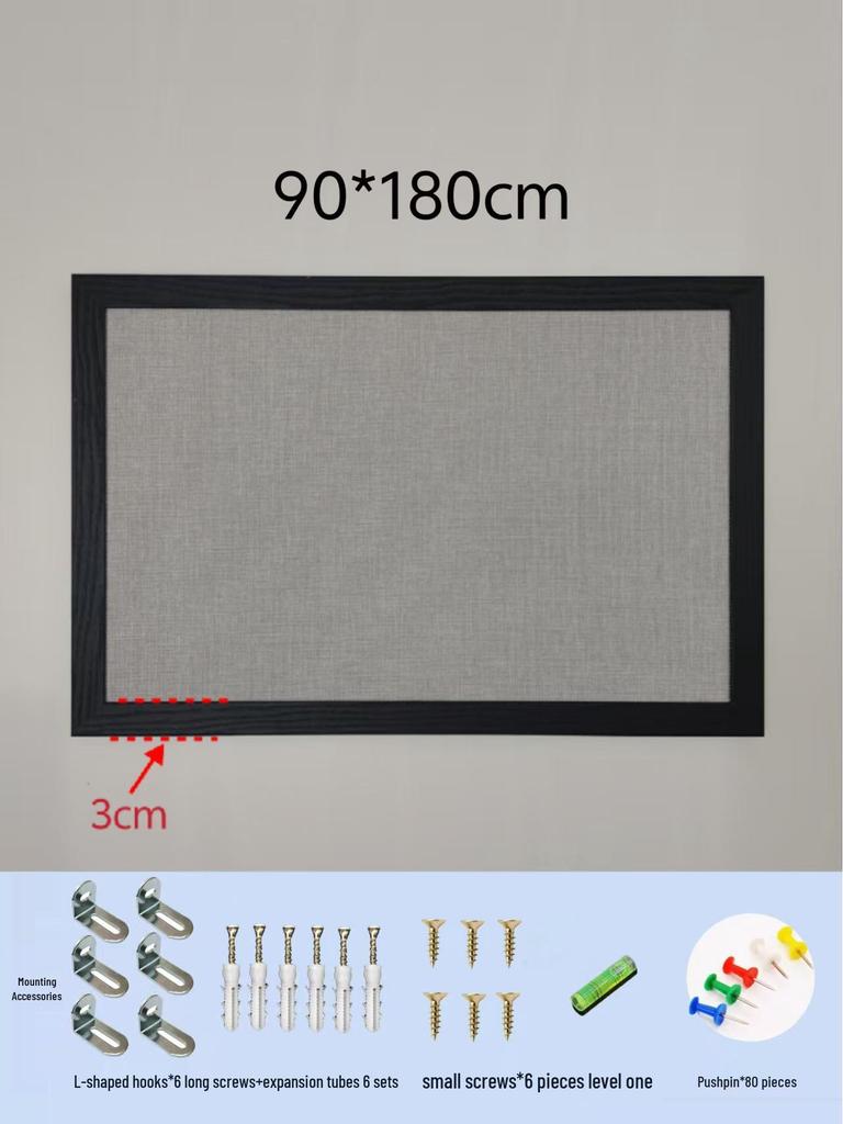 Black Frame Burlap Cork Board: Wall-Mounted Photo & Message Display for Kindergarten Theme