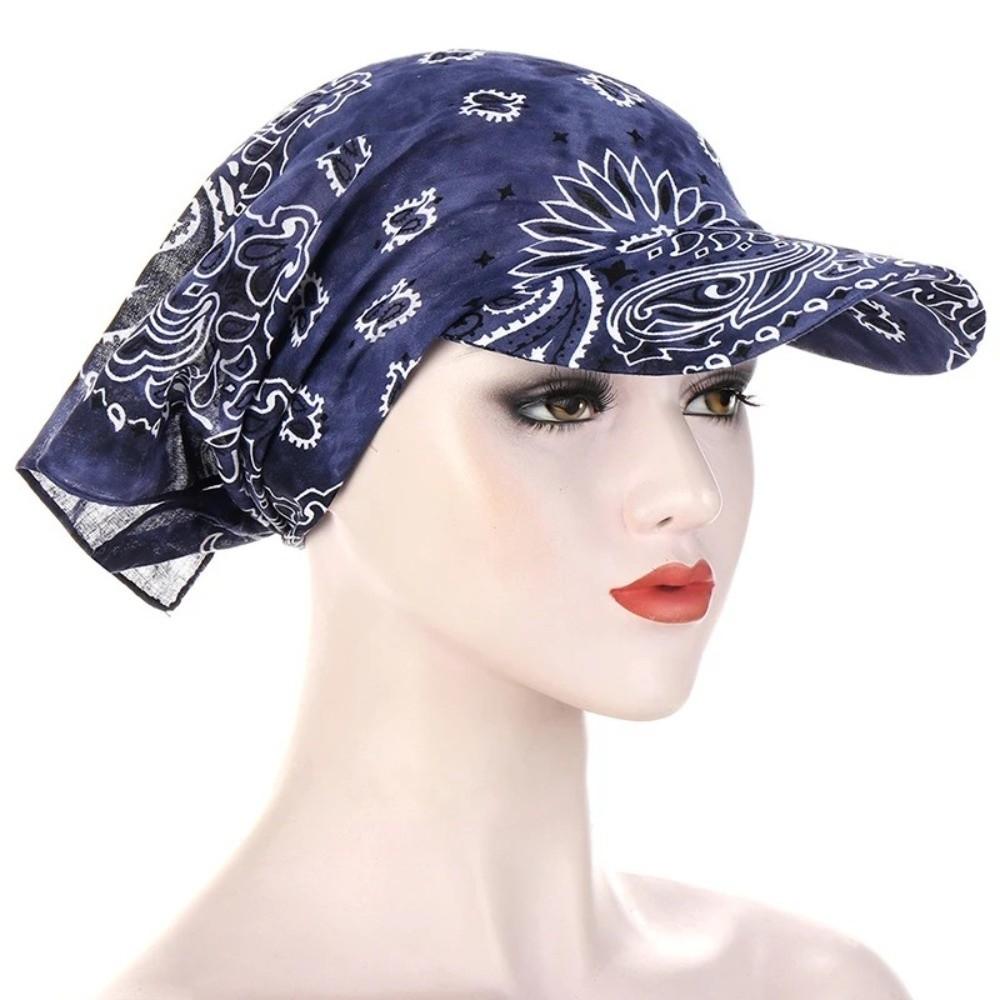 Printed Brim Bandana Hat Paisley Floral Sun Visor Hat Fashion Bandana Scarf  for Women