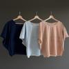 New Arrivals Open Run Women Big Size Short Sleeve Blouse Back Button Batwing Fit