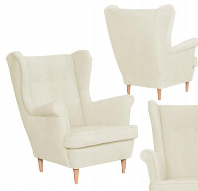 Scandinavian Wingback Armchair Velvet Cream Light Hunter Family Furniture Beige
