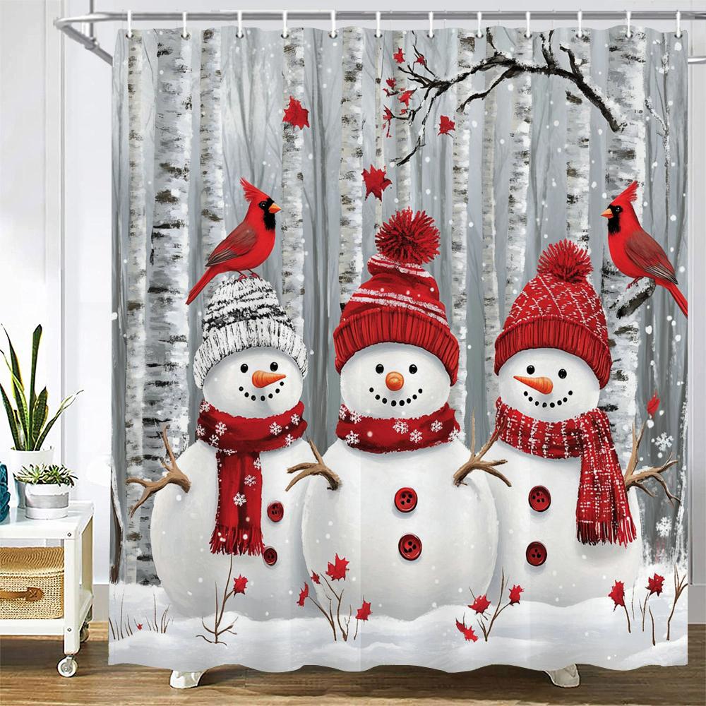 3d Shower Curtain Merry Christmas Printed Polyester Bathroom Curtain Cartoon snowman Bath Screen Home Decoration Curtain