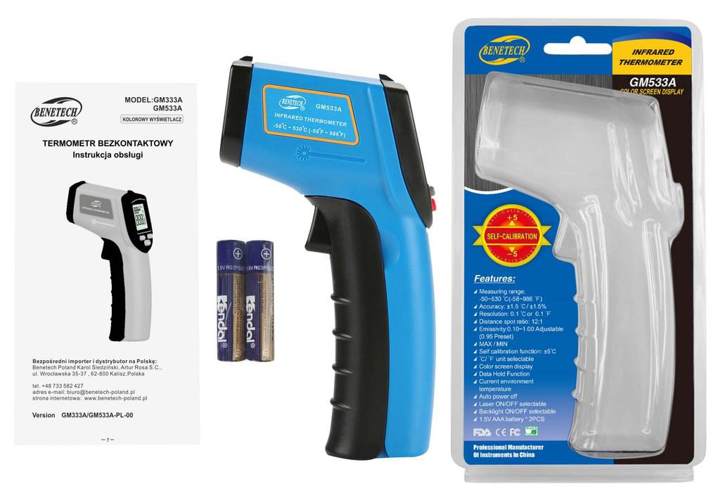 Non-Contact Laser Thermometer Pyrometer -50 +530°C