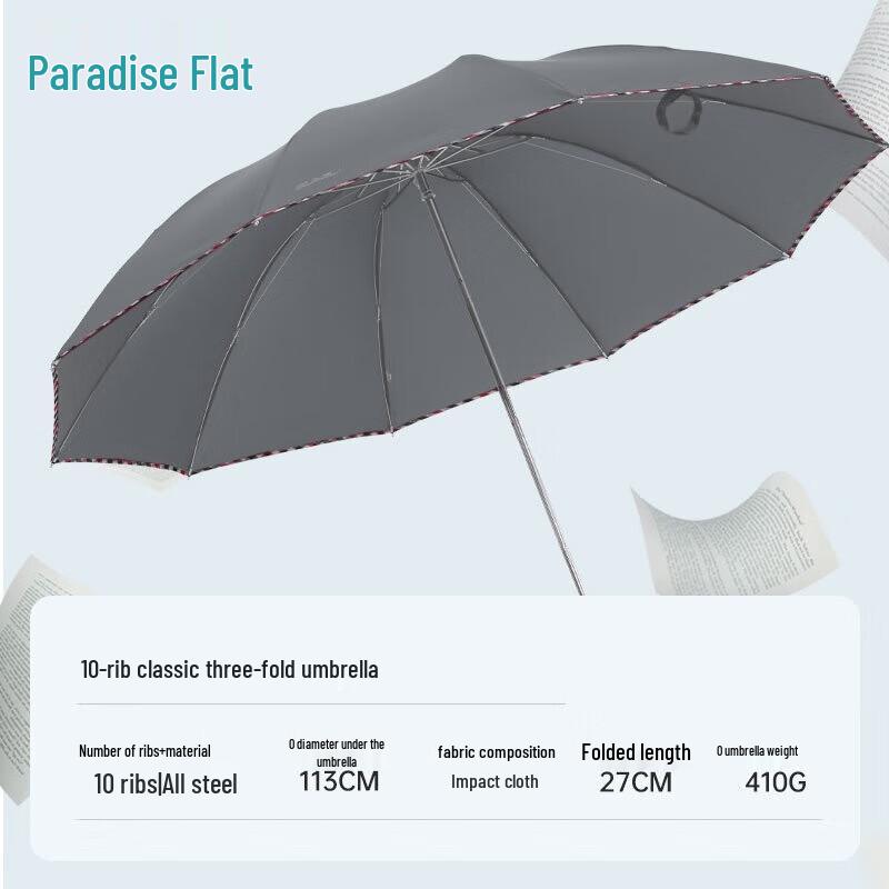 Heaven Large 10-Rib Classic Plaid Folding Rain/Sun Umbrella
