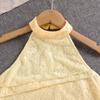 Girls' Fashionable Summer Outfit - Children's Sweet Sleeveless Top with Lace Detailing, Plus Wide-leg Pants Set