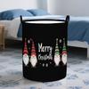 1 Foldable Round Laundry Basket with Elf and Snowflake Design | Durable Black Frame, Polyester Blend, Handle Included, Ideal for Christmas Home Decor,