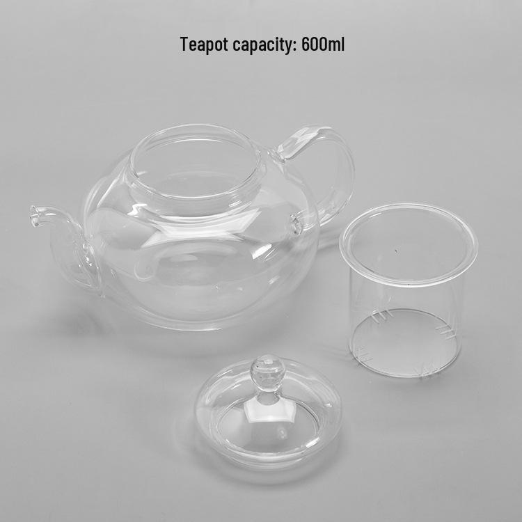 Retro Japanese Ceramic Tea Set with Candle Warmer and Flower Teapot