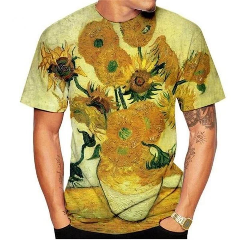 2026 Verano Vincent Van Gogh Arte La Noche Estrellada Camiseta Impresa en 3D Hombres Mujeres Casual Retro Manga Corta Camisetas Ropa para Niños