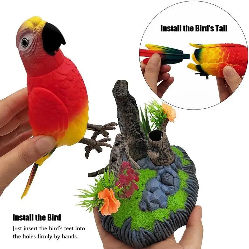 Simulation Electric Birds Toys, Desk Chirping Birds with Pen Holder, Decorative Realistic Pet Bird for School Bedroom Living Room