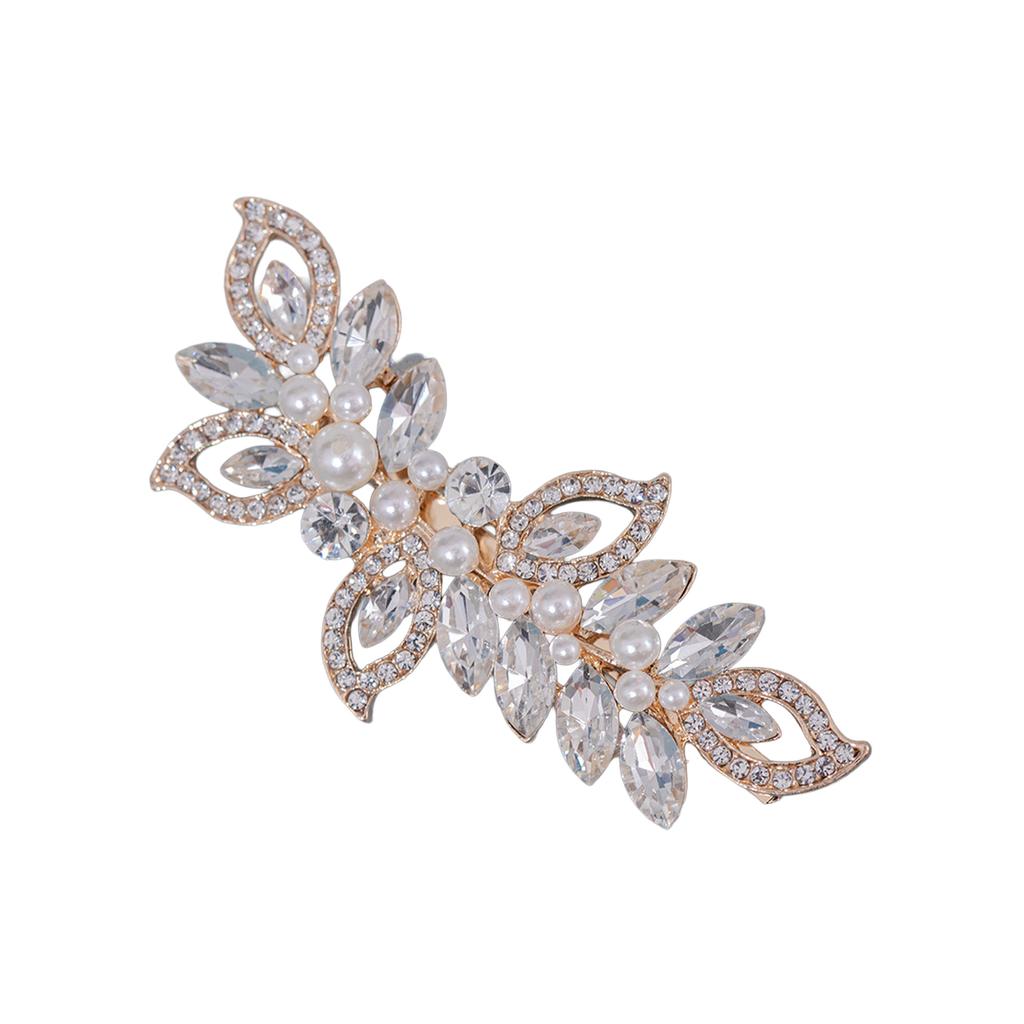 Bridal Rhinestone Pearl Hair Clip Alloy Comb Shaped Accessory With Crystal And Pearl Decoration For Wedding Dress