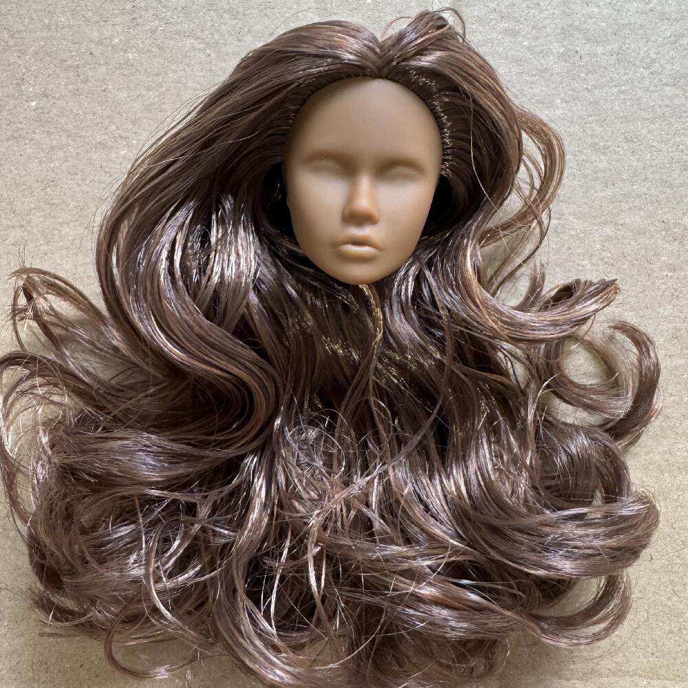 Vintage 1/6 Blank Face Doll Heads With Hair Fashion Doll Head Make Up Practice DIY Toy Parts Girls Birthday Gifts