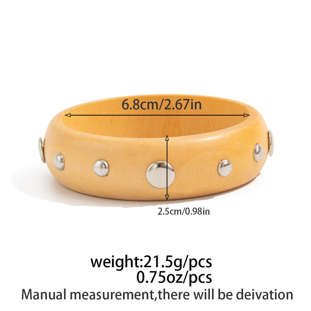 Retro Fashion Five-pointed Star Rivet Wooden Bracelet Bangles Y2k Punk Style Geometric Vintage Bangle Jewelry Fashion Hiphop Grunge Pulseras Mujer