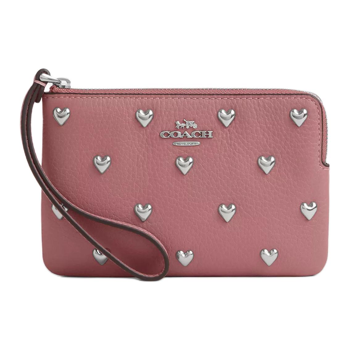 

Coach Corner Zip Wristlet 16 Leather Clutch Women Clutch Pink CDF06-SVPY Basic Set (Bag+Dust Bag)