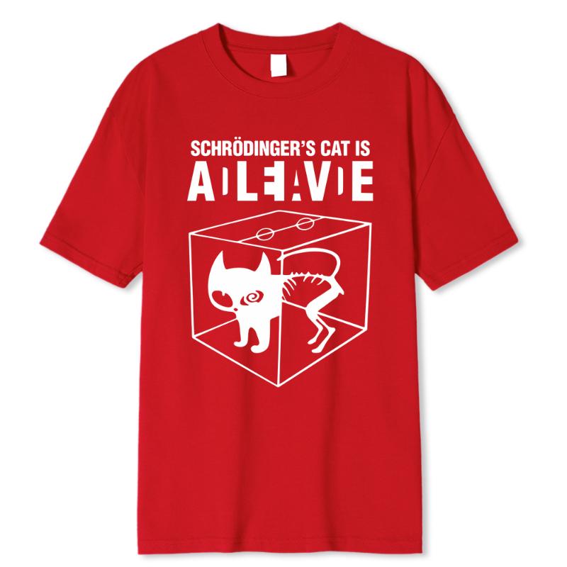 Men's T-shirt Top Quality 100% cotton Schrodinger's Cat Print Short Sleeve men T shirt Casual The Big Bang Theory Women Tshirt