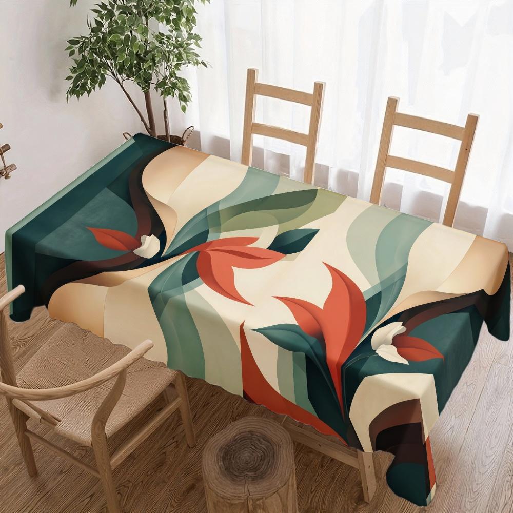 Nappe Rectangle Florale Abstraite pour Décoration de Table Cuisine Salle à Manger Imperméable Réutilisable Nappe pour Tables Mariage Fête 90x140cm