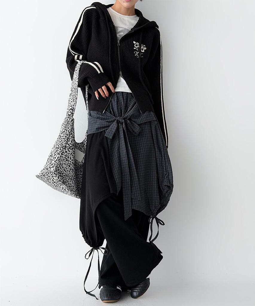 The Green Lab Check Wrap Skirt [Check Black]