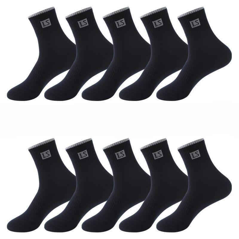Herren Mid-Tube Socken - 10 Paar, Bequemes Material mit Buchstabenlogo für Sport und Freizeit, Erhältlich in mehreren Farben
