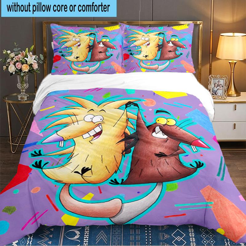 Angry Beavers Adventure 3pcs Bedding Set,Including 1pc Duvet Cover And 2pcs Pillowcases Perfect Gift for Christmas,Ideal for Bedroom, Dormitory