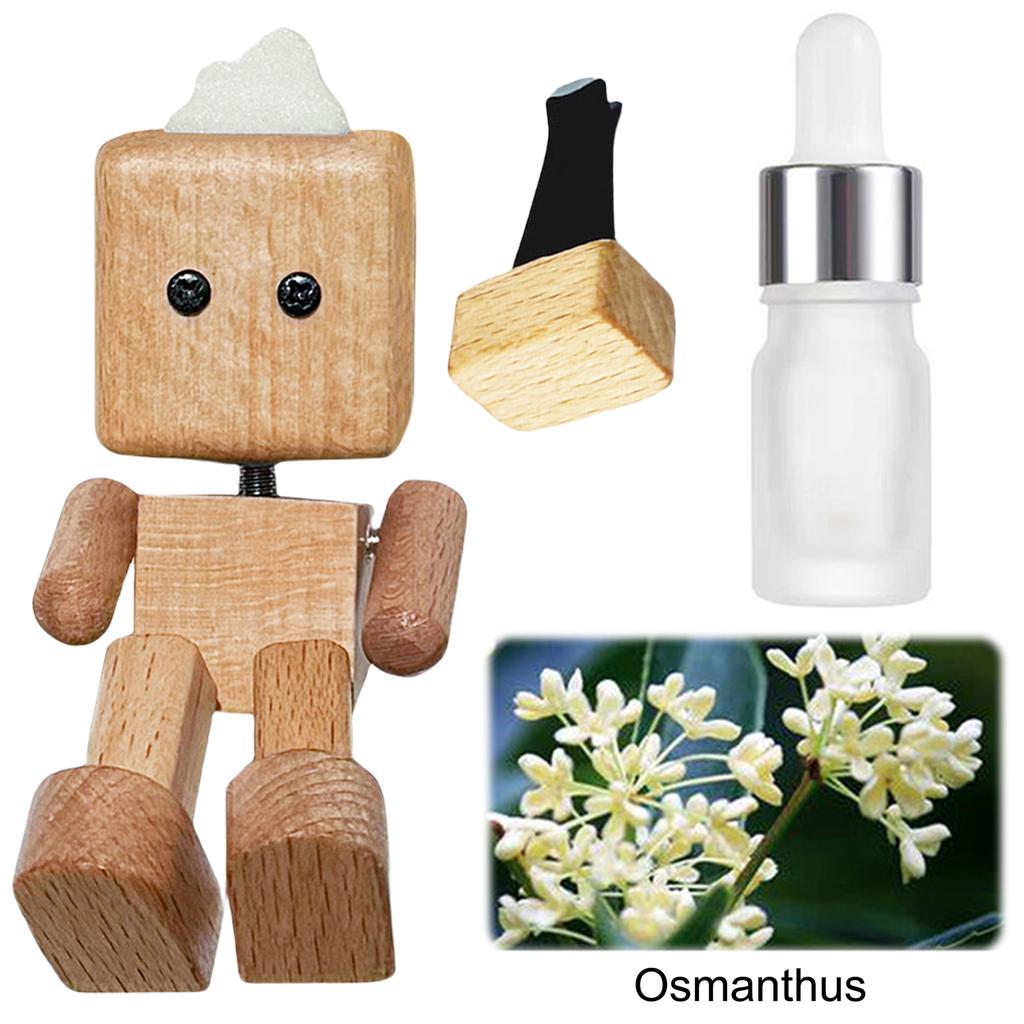 Shaking Wooden Man Fragrance Diffuser Figurine Car Decoration Small Ornaments Leg-swinging Robot Figurine Cute Wood Man Car Goo