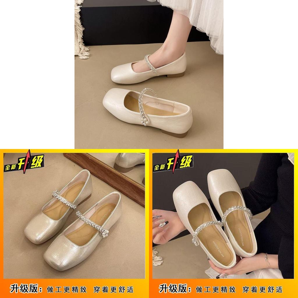 French Flat Mary Jane Shoes For Women With Water Dazzle And Velcro Closure Perfect For Casual Spring Daywear