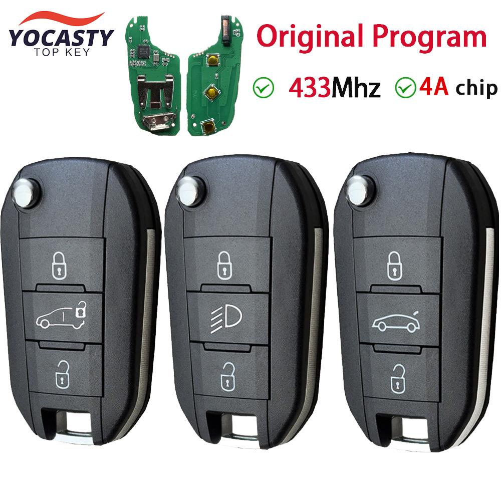 YOCASTY 4A Chip Flip Remote Folding Car Key 433 MHZ For Citroen C3 C5 C6 For Peugeot 308 4008 HU83 VA2 Blade