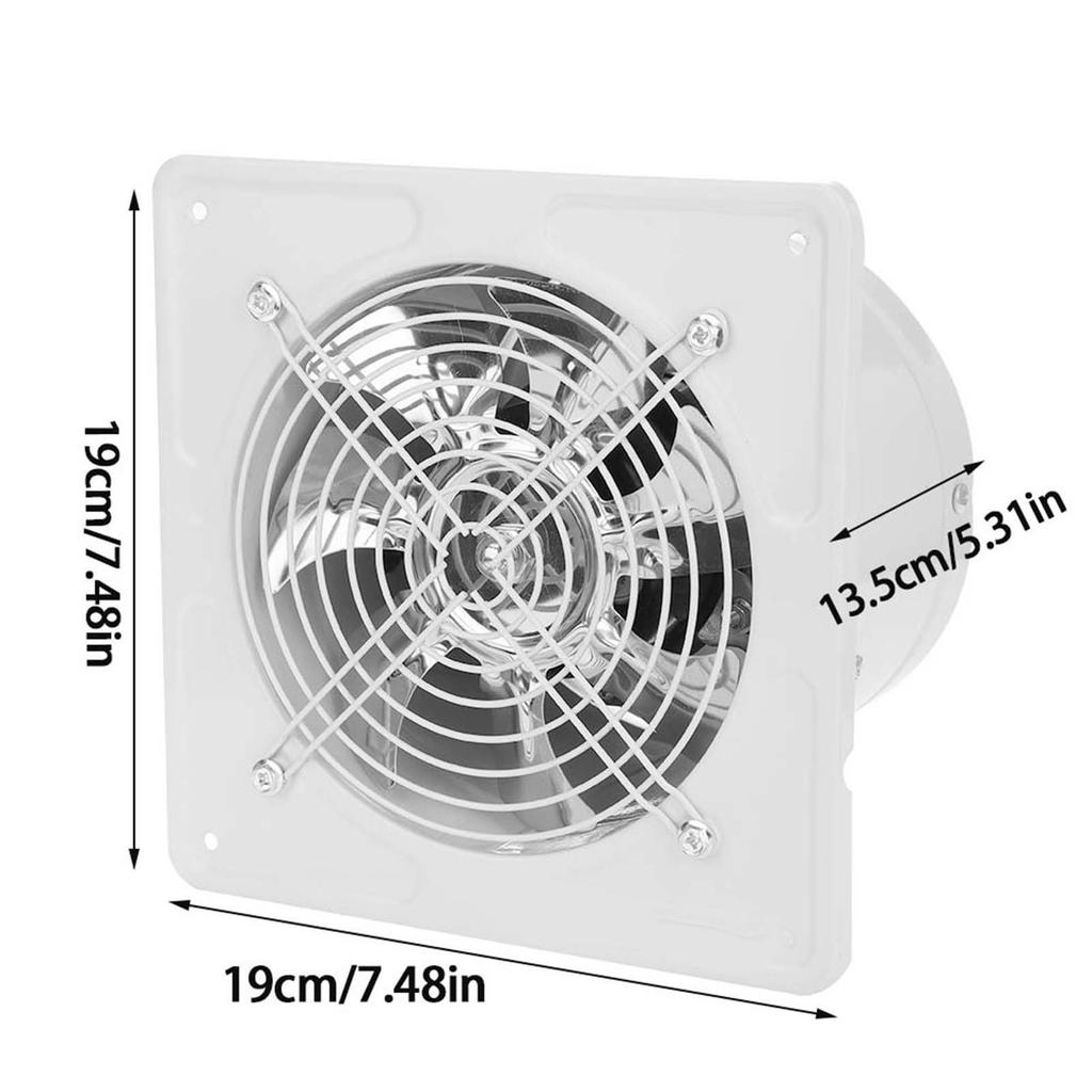 190mm 40W Wandmontage Afzuigventilator Laag Geluidsniveau Huis Badkamer Keuken Garage Ventilatie (Wit)