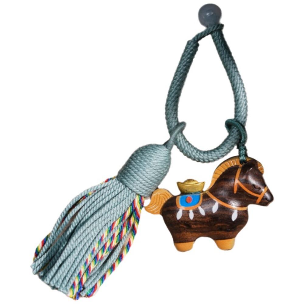 

Handmade Wooden Zodiac Horse Pendant Cartoon Traditional Mobile Phone Chain Creative Lucky Mascot Car Keychain Bag Decoration