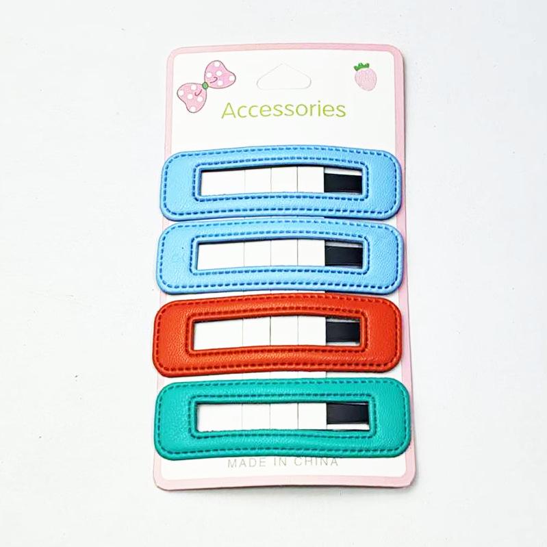 Square Leather Hairpin for Girls - Trendy Student Fashion Clip for Side Bangs and Back of Head