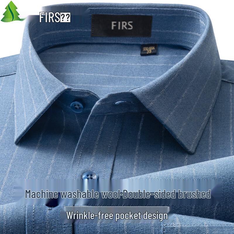 

Shanshan Men s Wool Blend Brushed Non-Iron Business Casual Long-Sleeve Shirt 42