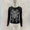 European and American Gothic fashion printed street slimming sexy long sleeved top
