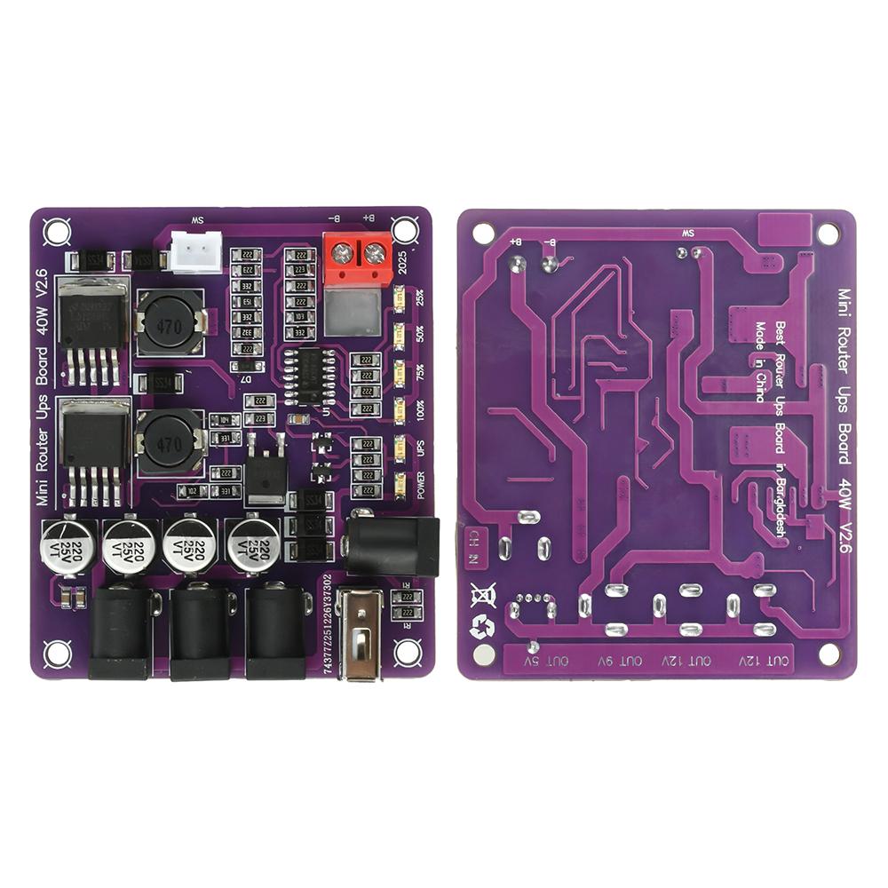 40W Battery Charging Board 4-Port Router Mini UPS Board 11.1V Power Module USB/DC Ports