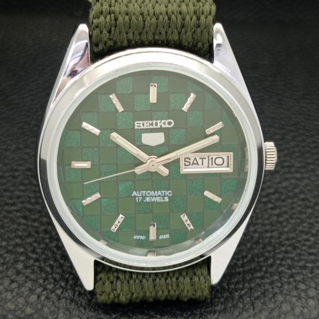 JAPAN SEIKO 5 AUTOMATIC MENS 6309A REFURBISHED GREEN COLOR DIAL WATCH a440307-4 Sk-a440307