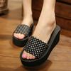 New Cool Slippers Summer Women's Platform One-word Drag Women's Muffin Slippers Slope Heel Beach Shoes Sandals Non-slip