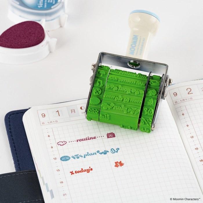 [Hobonichi] Sanbi x [Hobonichi] Rotating Stamp for Notebooks, Moomin, Notebook Accessory, Multicolor, 90x61mm