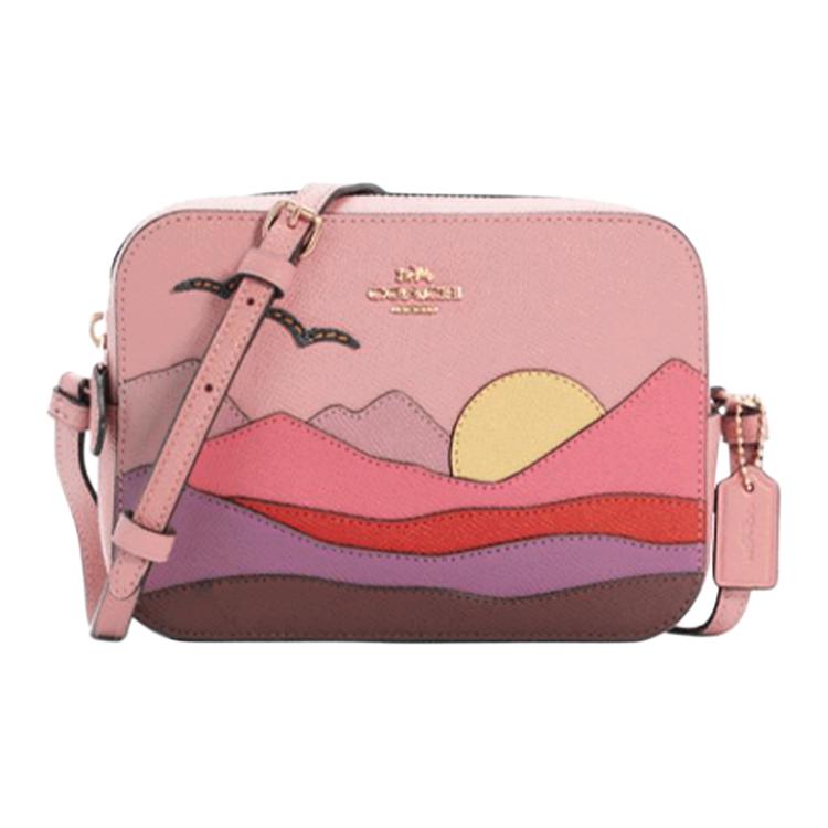 

Coach Camera Mountain Sea Sunset Pattern Leather Camera Bag Women Shoulder Bag Pink Multicolor C4561-IMQA7 Basic Set (Bag+Dust Bag)