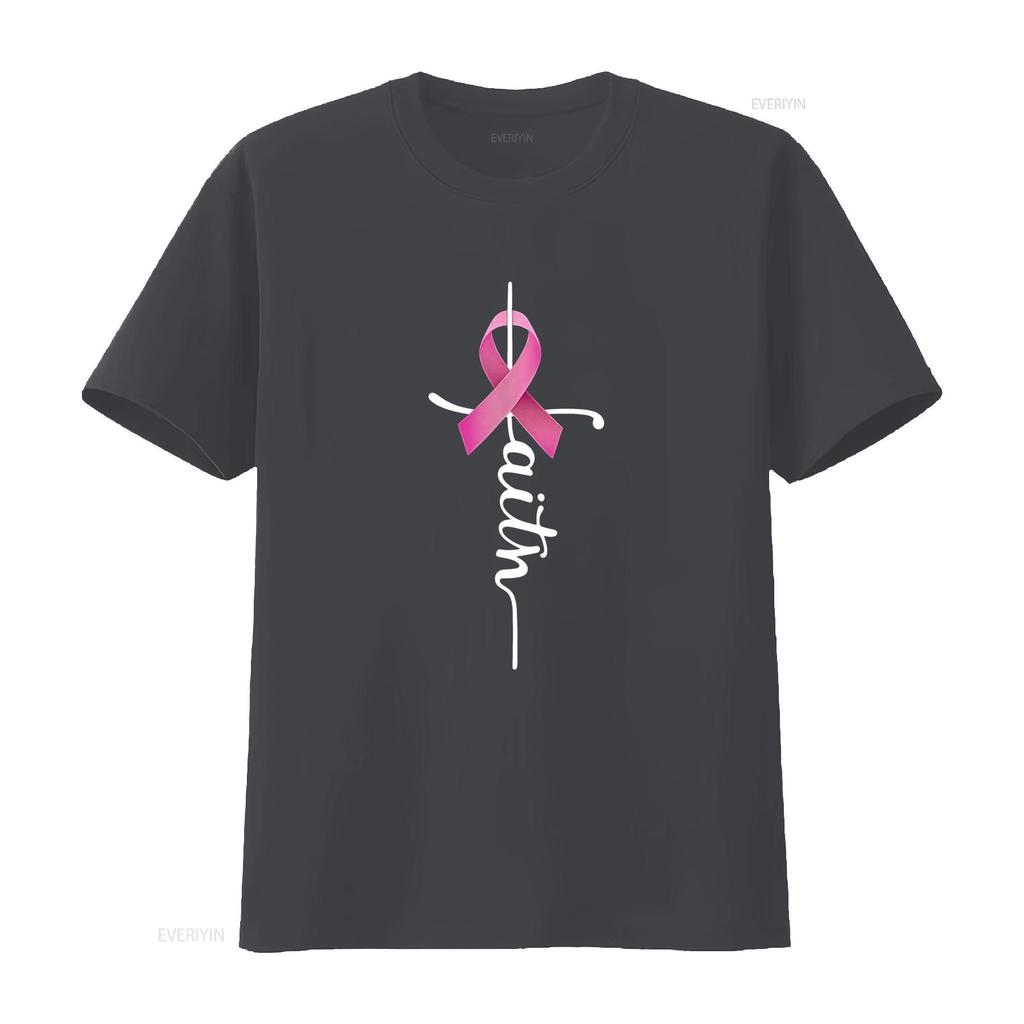 Faith Breast Cancer Awareness Ribbon Mens T Shirt vintage Washed Soft graphic designer clothes homme Stretched Slightly