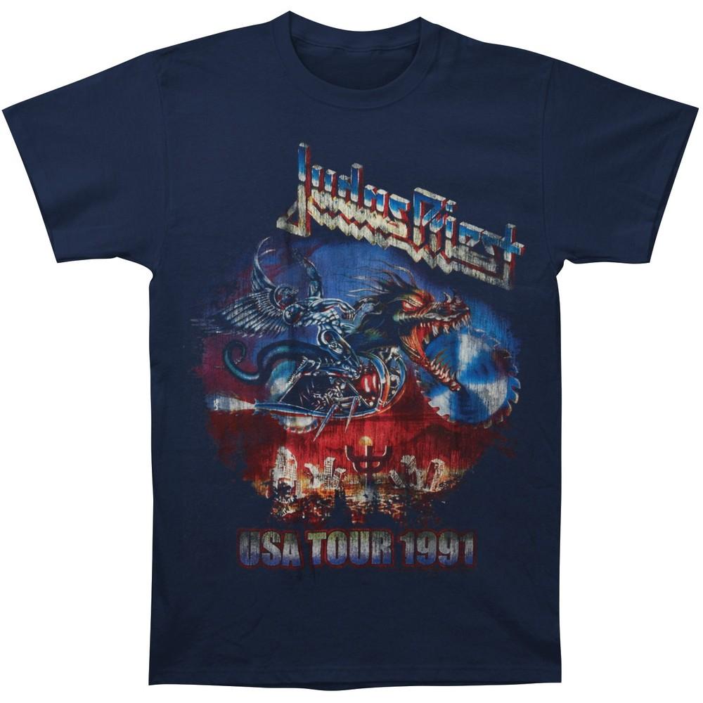 Judas Priest Painkiller Тур по США 91 Футболка Большая Темно-синяя Унисекс Футболка S