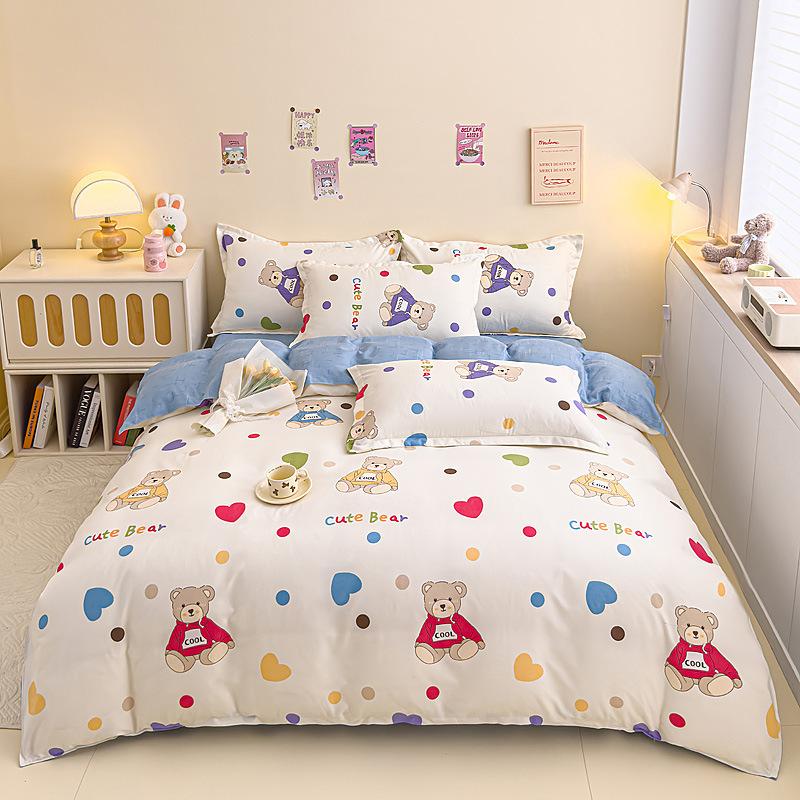 Pure Cotton Thickened and Ground Σετ τεσσάρων τεμαχίων, Βαμβακερό σεντόνι κρεβατοκάμαρας σετ παπλωματοθήκης Σετ τριών τεμαχίων