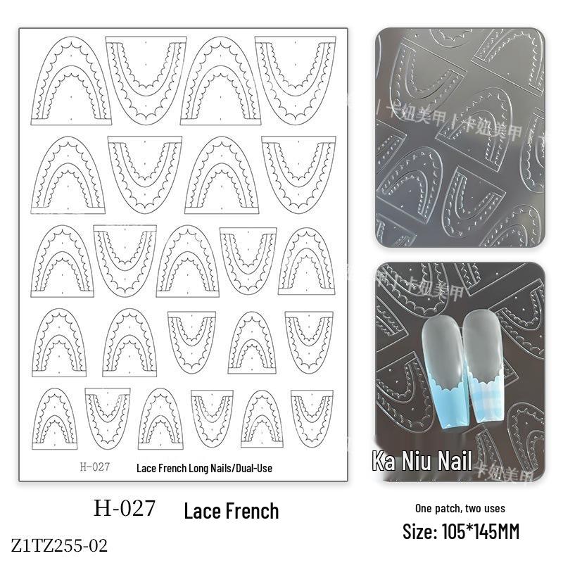 

Клетчатые наклейки для французского нейл-арта с кружевными и градиентными самоклеящимися дизайнами