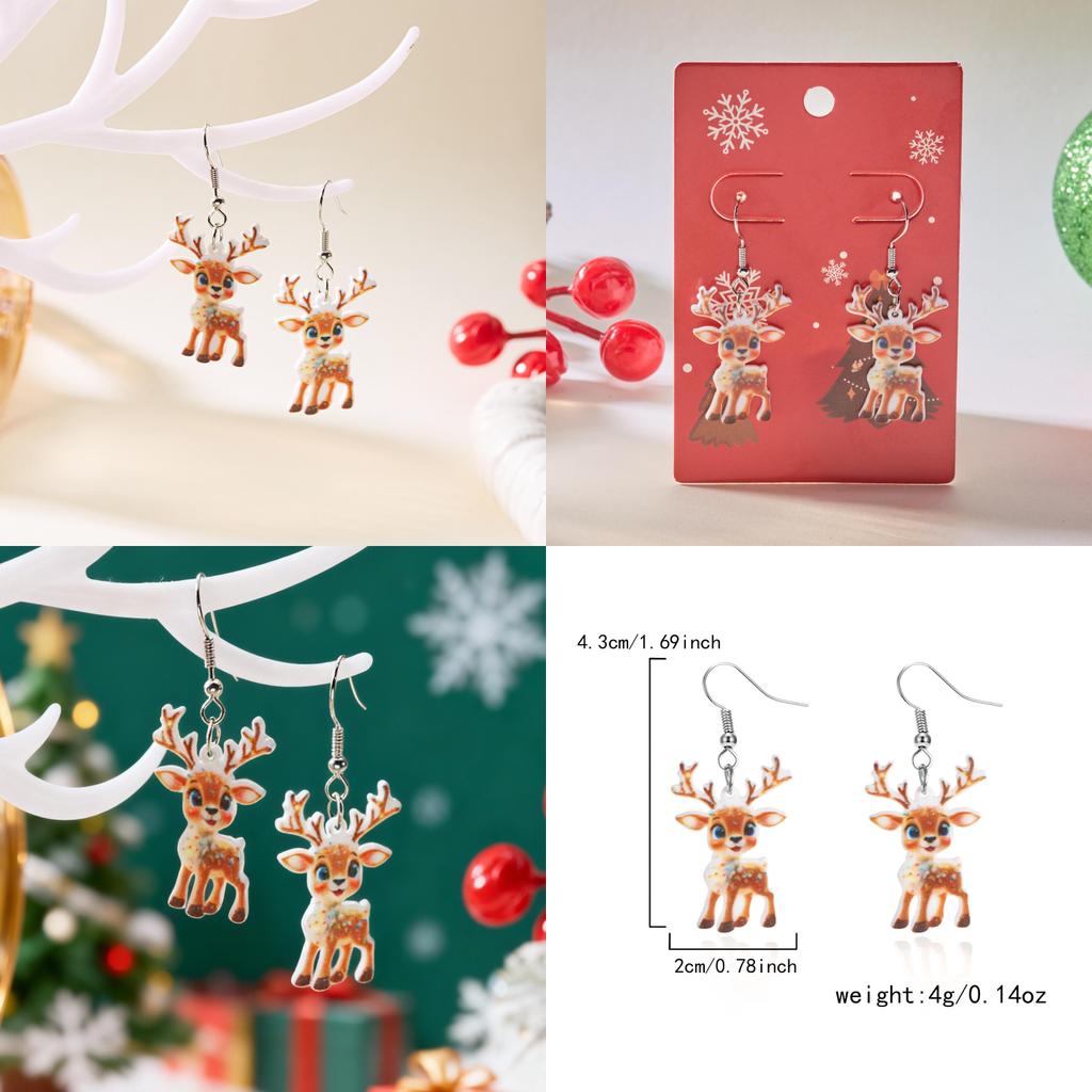 Festive Reindeer Acrylic Earrings For Women With Unique Geometric Style And Christmas Vibe