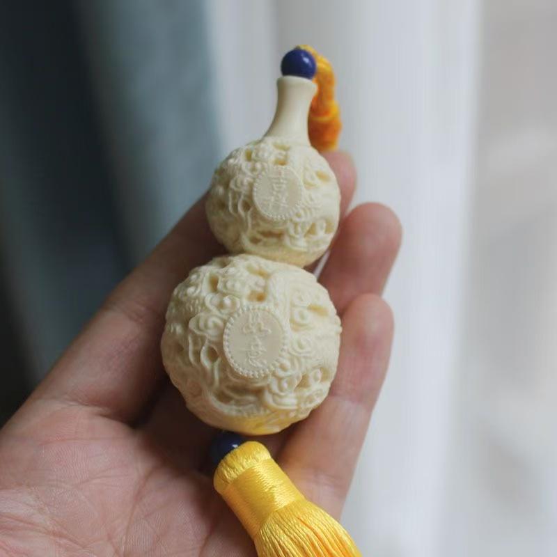 

Счастливый Панлун тыква Декоративная подвеска Китайский характерный талисман Ручная резьба Кисточка для дома и автомобиля