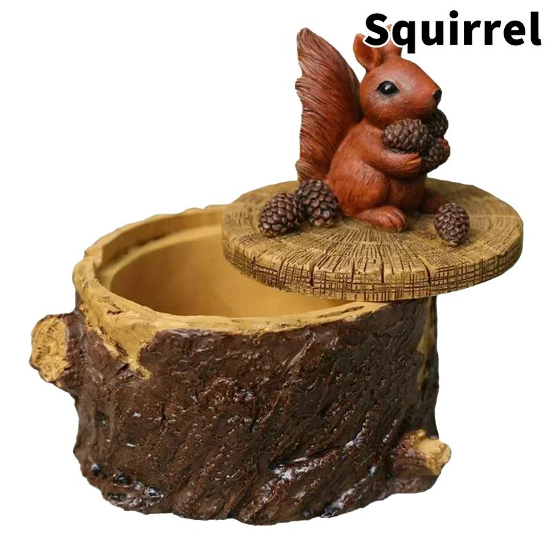 Animal Cartoon Squirrel, Hedgehog, Owl Animal Ashtray, Peeling Tree Stump Ashtray Suitable For Home, Office And Hotel Decoration